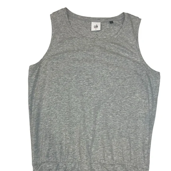 Cabi Everyday Mini Dress Ruched Crew Neck Gray Sleevless Tank Stretch Size Small - Picture 6 of 15